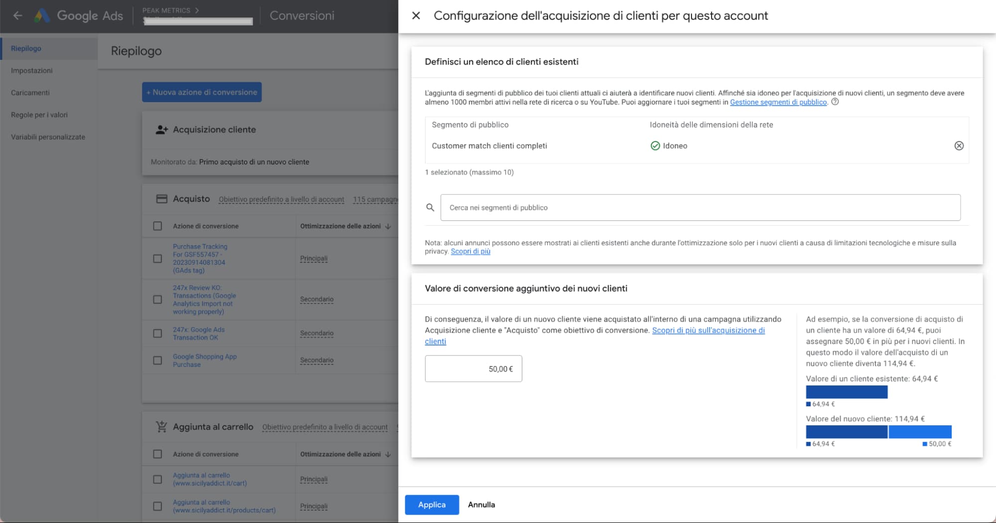 acquisizione di clienti performance max