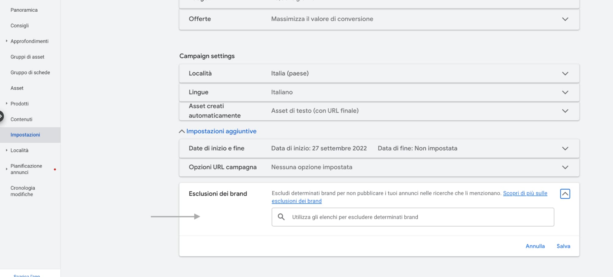 esclusione brand performance max google ads