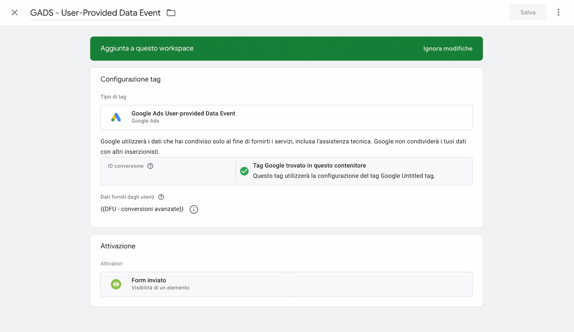 Google Ads User-Provided Data Event
